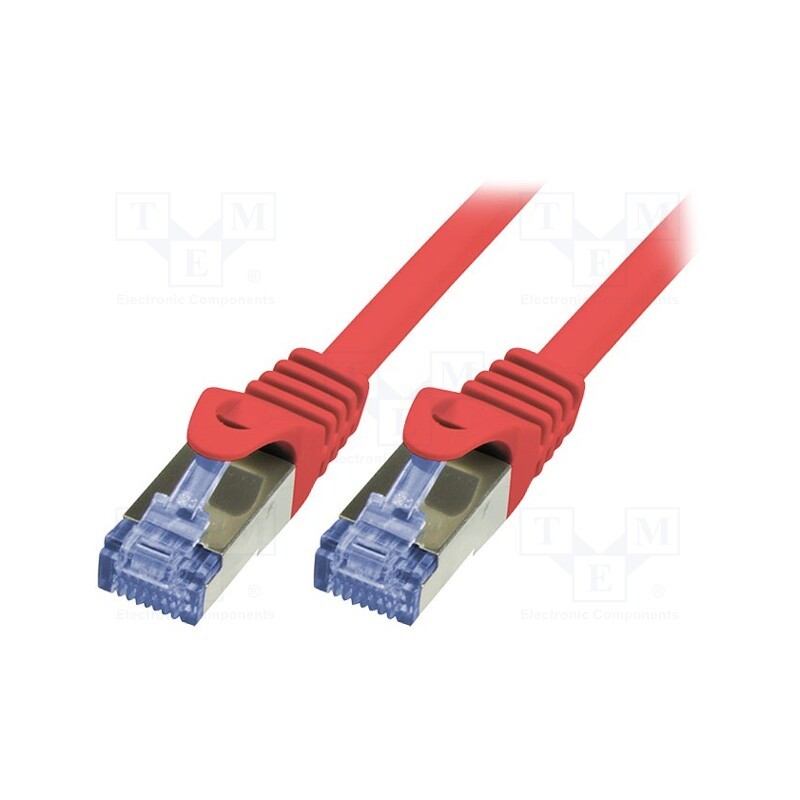10 pcs : CQ3024S - Patch cord, S/FTP, 6a, stranded, Cu, LSZH, red, 0.5m, 26AWG