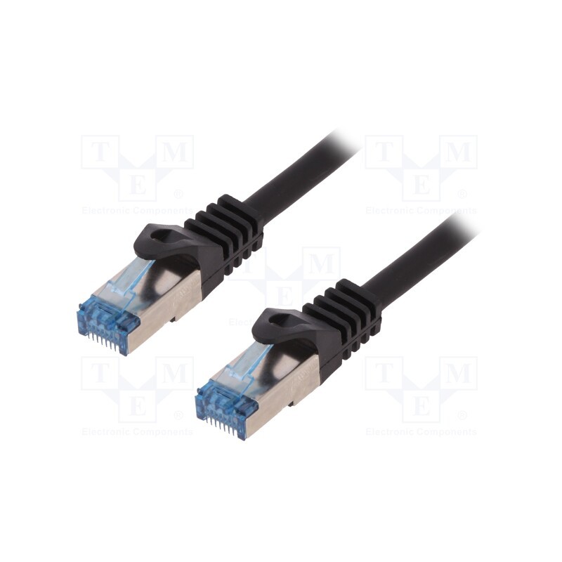 10 pcs : CQ4023S - Patch cord, S/FTP, 6a, stranded, Cu, LSZH, black, 500mm, 26AWG