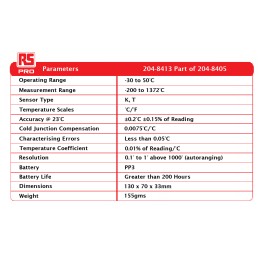 1 pcs - RS PRO CLEGK3 Type K Thermocouple Legionella Thermometer Kit for Environmental Use, Immersion, Surface Probe, 1