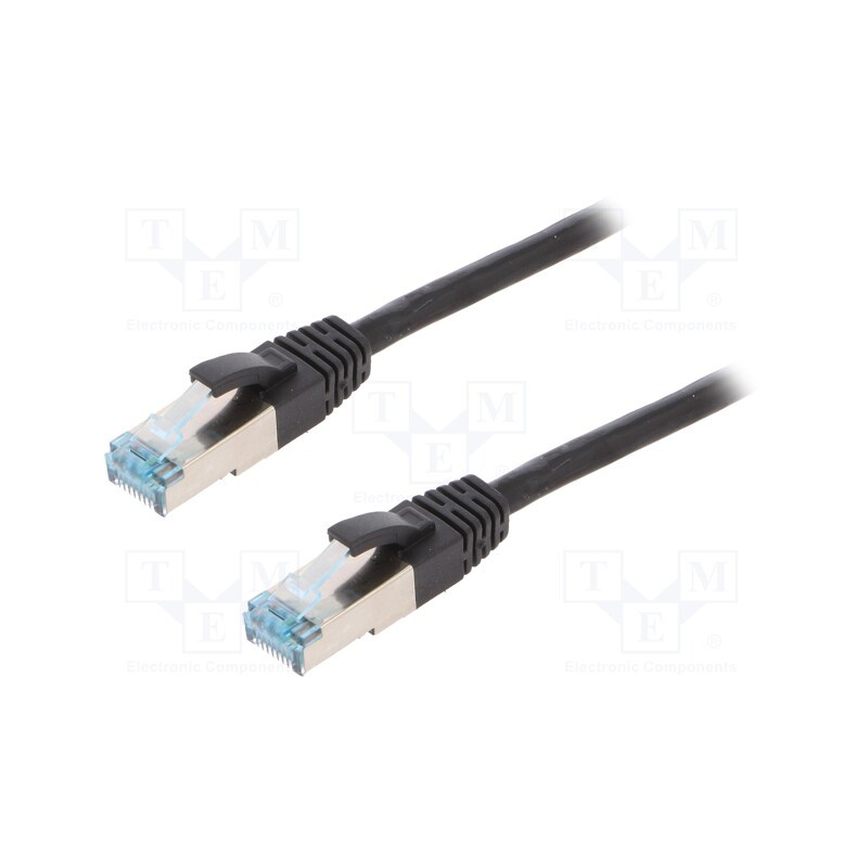 10 pcs : CQ6035S - Patch cord, S/FTP, 6a, stranded, Cu, PUR, black, 1m, 27AWG, IP20