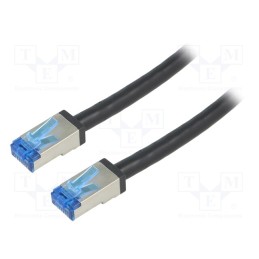 10 pcs : CQ7023S - Patch cord, S/FTP, 6a, stranded, Cu, PE, black, 0.5m, 26AWG
