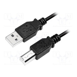 10 pcs : CU0007B - Cable, USB 2.0, USB A plug,USB B plug, nickel plated, 2m, black