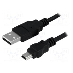 10 pcs : CU0014 - Cable, USB 2.0, USB A plug,USB B mini plug, nickel plated, 1.8m