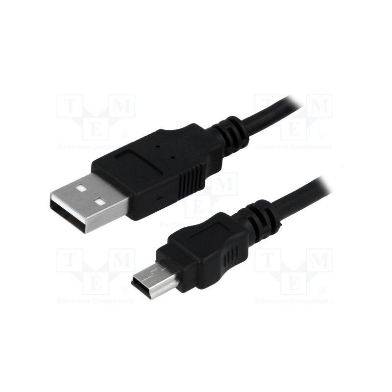 10 pcs : CU0014 - Cable, USB 2.0, USB A plug,USB B mini plug, nickel plated, 1.8m