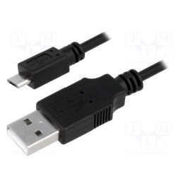 10 pcs : CU0057 - Cable, USB A plug,USB B micro plug, nickel plated, 0.6m, black