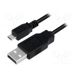 10 pcs : CU0058 - Cable, USB A plug,USB B micro plug, nickel plated, 1m, black