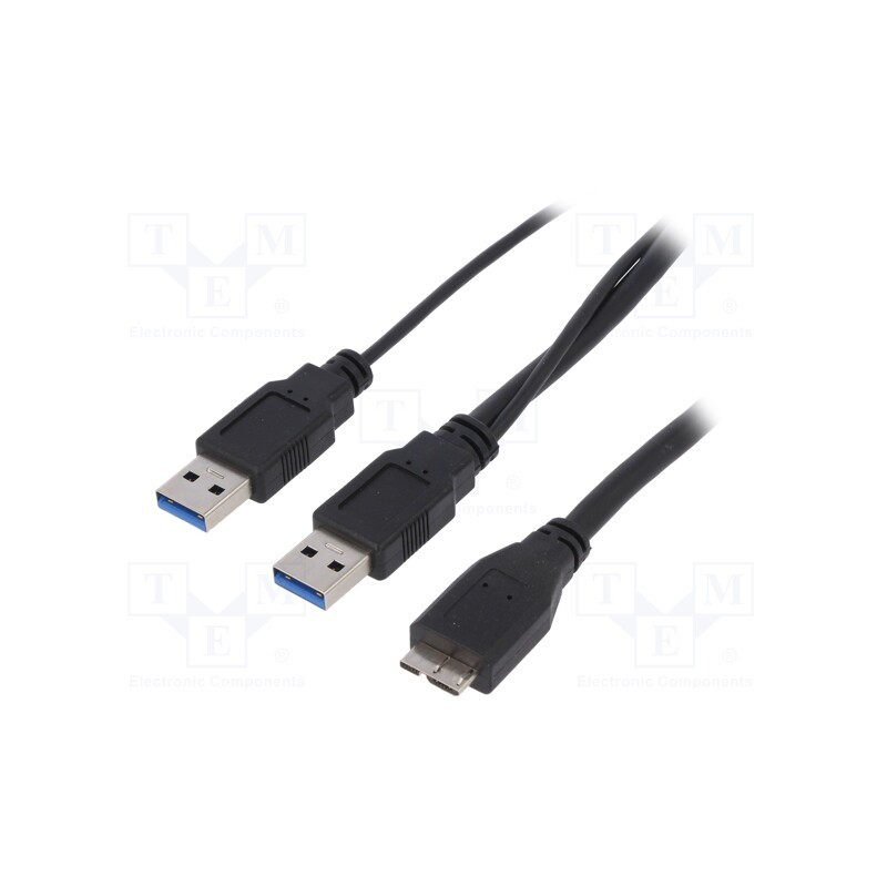 10 pcs : CU0071 - Cable, USB 3.0, USB A plug x2,USB B micro plug, nickel plated