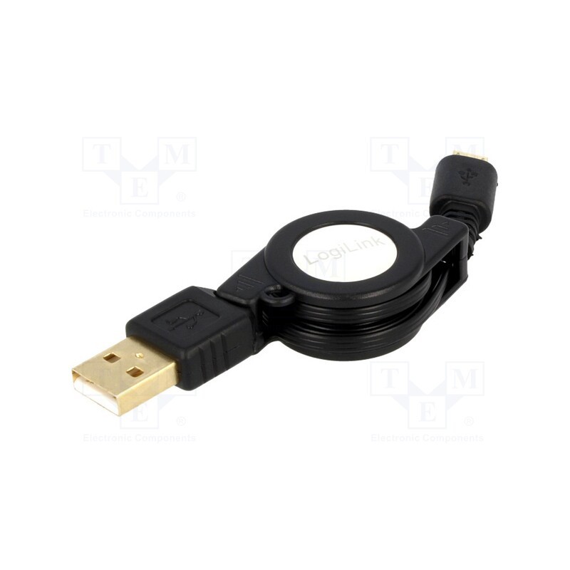 10 pcs : CU0090 - Cable, USB 2.0,retractable, USB A plug,USB B micro plug, 0.75m