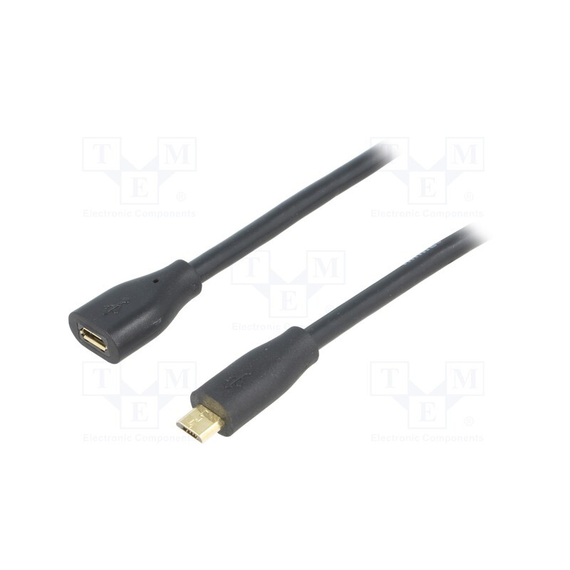 10 pcs : CU0121 - Cable, USB 2.0, USB B micro socket,USB B micro plug, 1m, black