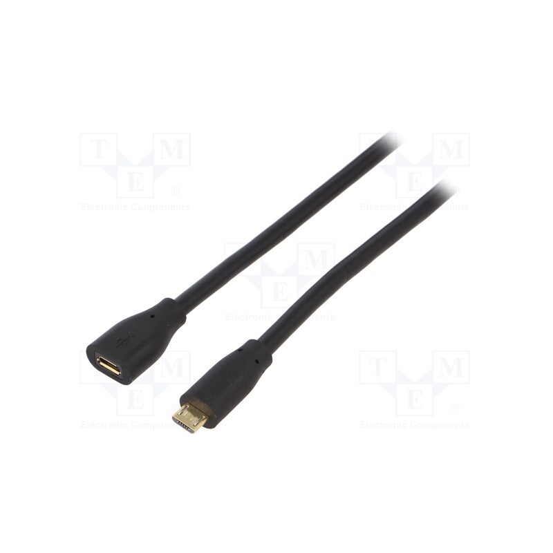 10 pcs : CU0122 - Cable, USB 2.0, USB B micro socket,USB B micro plug, 1.5m, black