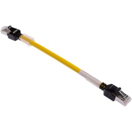 1 pcs - Omron Cat6a Male RJ45 to Male RJ45 Ethernet Cable, FTP, STP, Yellow LSZH Sheath, 200mm, Low Smoke Zero Halogen (LSZH)