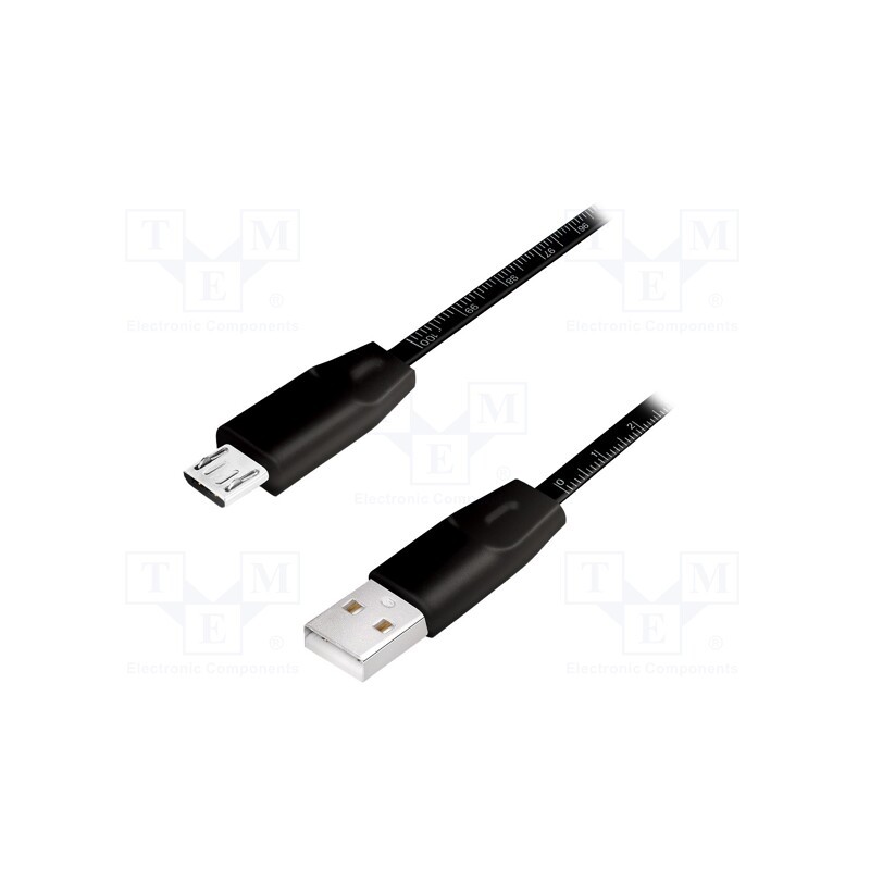 10 pcs : CU0158 - Cable, USB 2.0, USB A plug,USB B micro plug, 1m, black