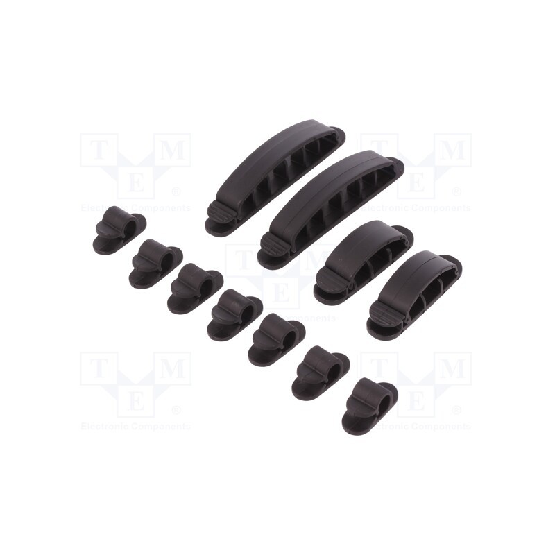 10 pcs : KAB0039 - Set of clips, black, self-adhesive