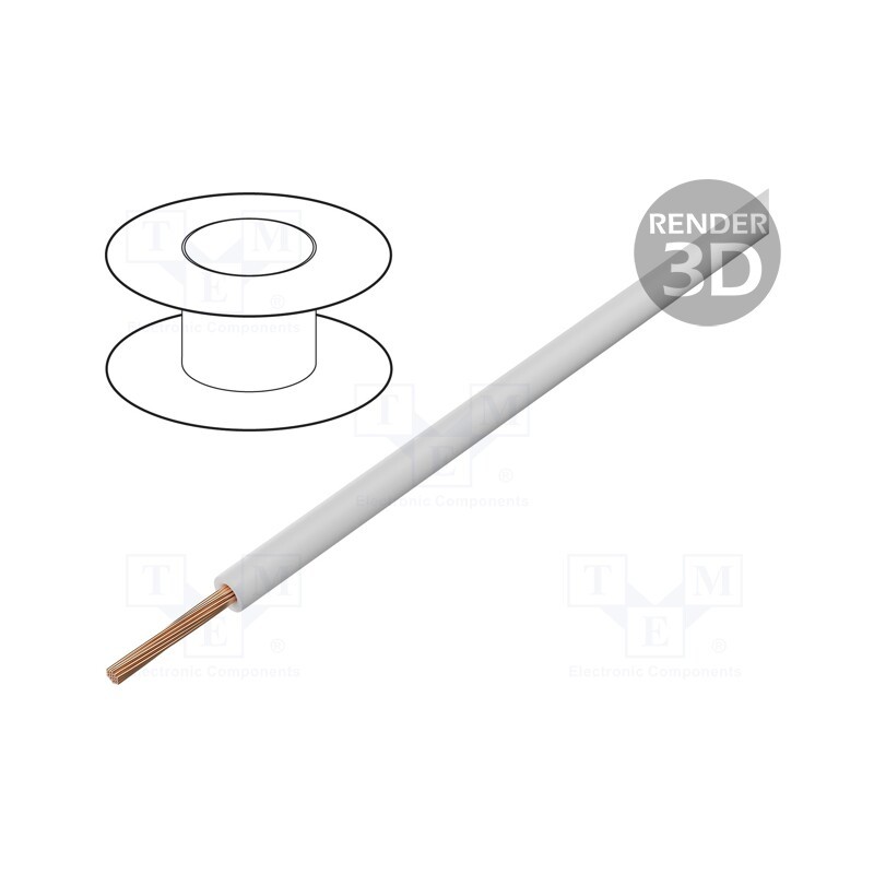 20 m : H05V2-K-0.50-WH - Wire, H05V2-K,LgYc, stranded, Cu, 0.5mm2, PVC, white, 300V,500V