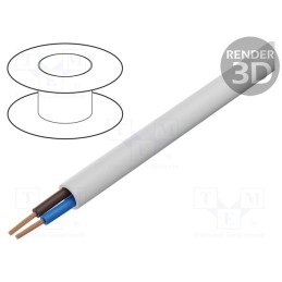 20 m : H05VV-F/2X1.5WH - Wire, H05VV-F,OWY, 2x1.5mm2, round, stranded, Cu, PVC, white, 100m
