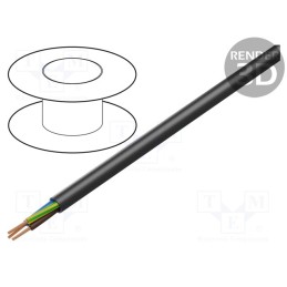20 m : H05VV-F/3X0.75BK - Wire, H05VV-F,OWY, 3G0.75mm2, round, stranded, Cu, PVC, black, 100m