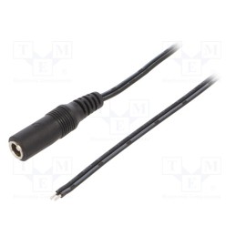 10 pcs : DC2000.0150E - Cable, 2x0.5mm2, wires,DC 5,5/2,1 socket, straight, black, 1.5m