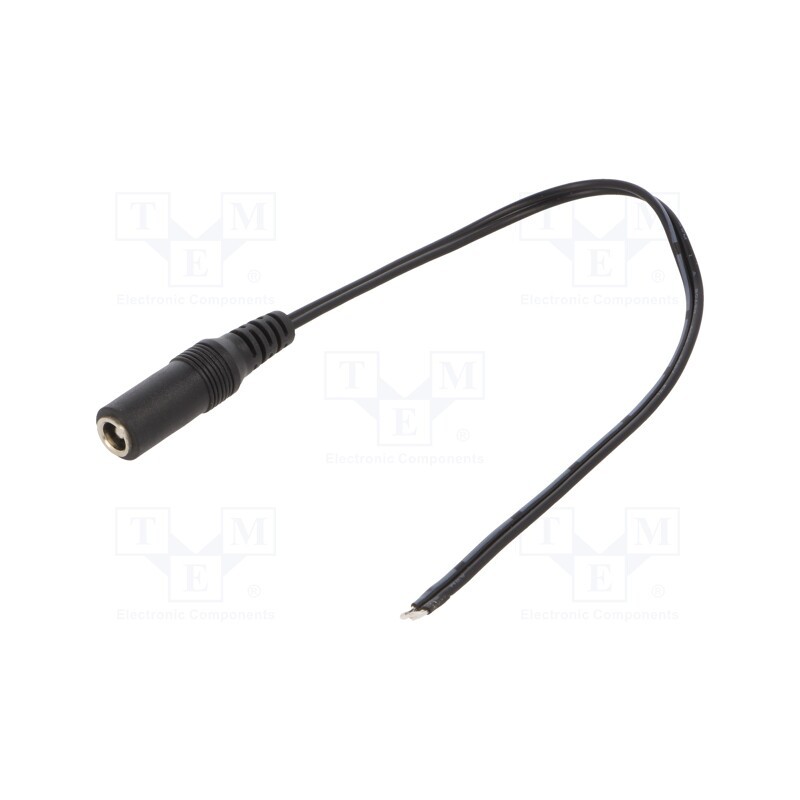 10 pcs : DC2400.0025E - Cable, 2x0.5mm2, wires,DC 5,5/2,5 socket, straight, black, 0.25m
