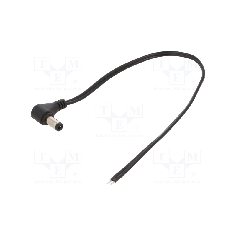10 pcs : DC2601.0025E - Cable, 2x0.5mm2, wires,DC 5,5/2,5 plug, angled, black, 0.25m