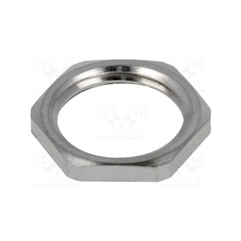 20 pcs : 93600-0092 7000.6951.0 - Nut, M16, brass, nickel, Thk: 2.8mm, Spanner: 19mm, Thread: metric