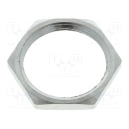 20 pcs : 93600-0098 7000.6957.0 - Nut, PG11, brass, nickel, Thk: 3mm, Spanner: 21mm, Thread: PG