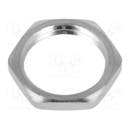 20 pcs : 93600-0107 7000.6966.0 - Nut, PG9, brass, nickel, Thk: 2.8mm, Spanner: 18mm, Thread: PG