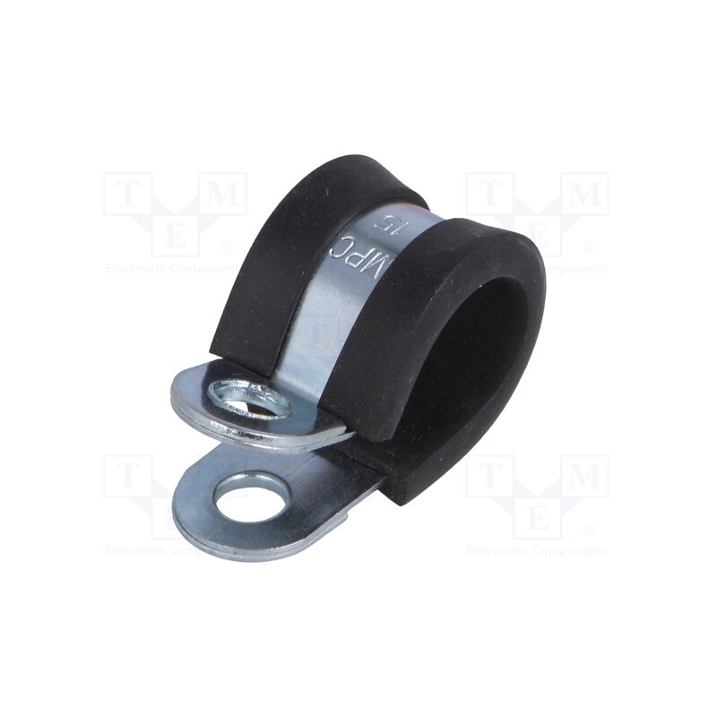 10 pcs : LKD11515 - Fixing clamp, ØBundle : 15mm, W: 15mm, steel, Cover material: EPDM