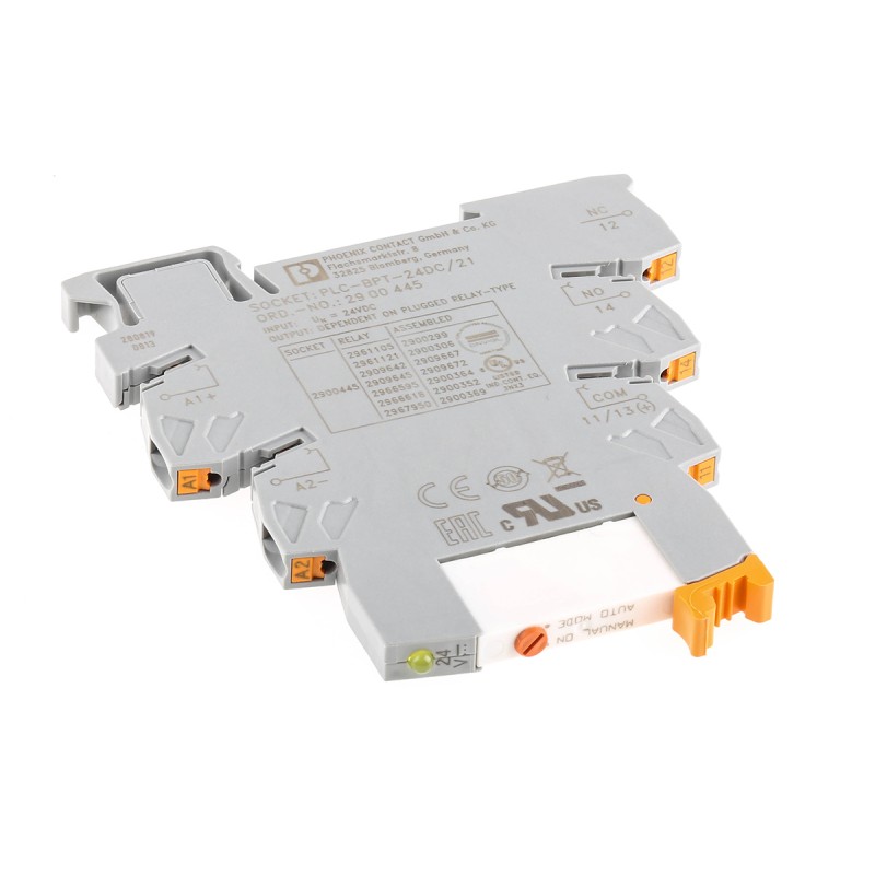 1 pcs - Phoenix Contact PLC-RPT- 24DC/21AU/MS Series Interface Relay, DIN Rail Mount, 24V dc Coil, SPDT, 1-Pole