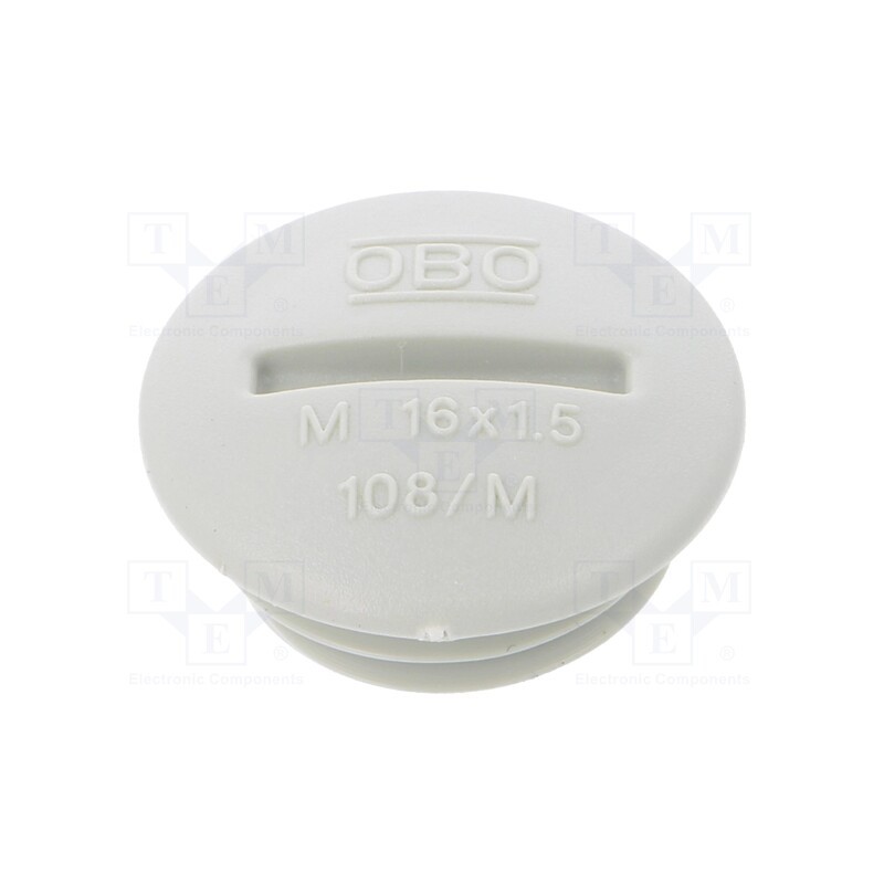 50 pcs : 108 M16 PS - Stopper, M16, 1.5, polystyrene, light grey, 6mm
