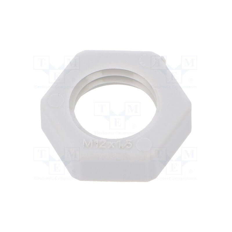 50 pcs : 116 M12 LGR PA - Nut, M12, polyamide, Thk: 5mm, Spanner: 17mm, light grey, Pitch: 1.5