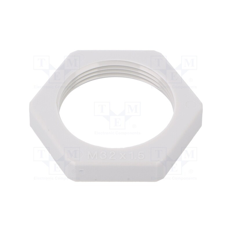 50 pcs : 116 M32 LGR PA - Nut, M32, polyamide, Thk: 7mm, Spanner: 41mm, light grey, Pitch: 1.5