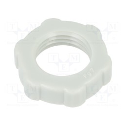 50 pcs : 116 PG 7 - Nut, PG7, polystyrene, Thk: 5mm, Spanner: 19mm, light grey