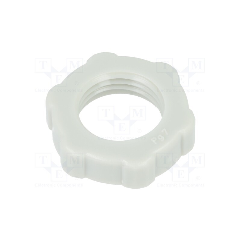50 pcs : 116 PG 7 - Nut, PG7, polystyrene, Thk: 5mm, Spanner: 19mm, light grey