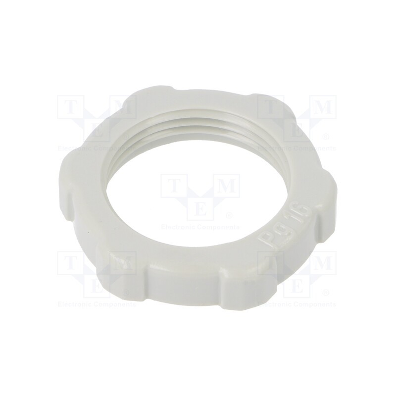 50 pcs : 116 PG16 - Nut, PG16, polystyrene, Thk: 6mm, Spanner: 30mm, light grey