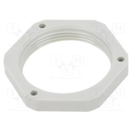 50 pcs : 116 PG29 - Nut, PG29, polystyrene, Thk: 7mm, Spanner: 46mm, light grey