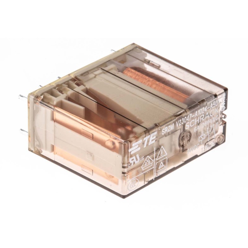 1 pcs - TE Connectivity PCB Mount Force Guided Relay, 24V dc Coil Voltage, 2 Pole, DPDT