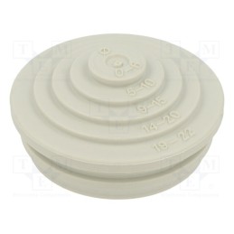 20 pcs : EDS M25 LGR - Grommet, elastomer thermoplastic TPE, light grey, Øcable: 0÷22mm
