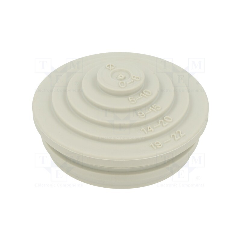 20 pcs : EDS M25 LGR - Grommet, elastomer thermoplastic TPE, light grey, Øcable: 0÷22mm