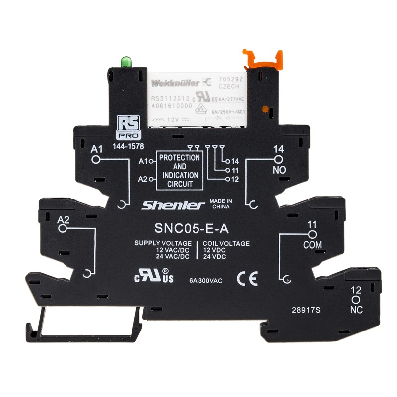 1 pcs - RS PRO Interface Relay, DIN Rail Mount, 12V ac/dc Coil, SPDT, 6A Load