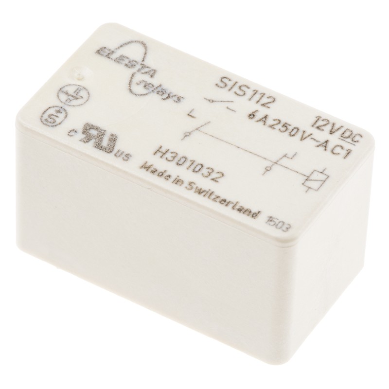 1 pcs - Elesta PCB Mount Force Guided Relay, 12V dc Coil Voltage, 2 Pole, DPST