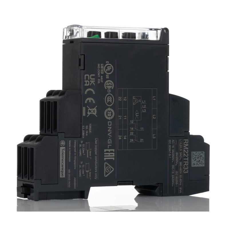 1 pcs - Schneider Electric Phase, Voltage Monitoring Relay, 3 Phase, DPDT, 380 - 480V ac, DIN Rail