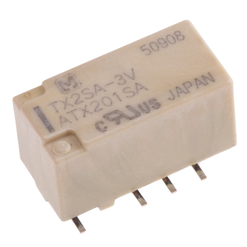 1 pcs - Panasonic Surface Mount Signal Relay, 3V dc Coil, 2A Switching Current, DPDT