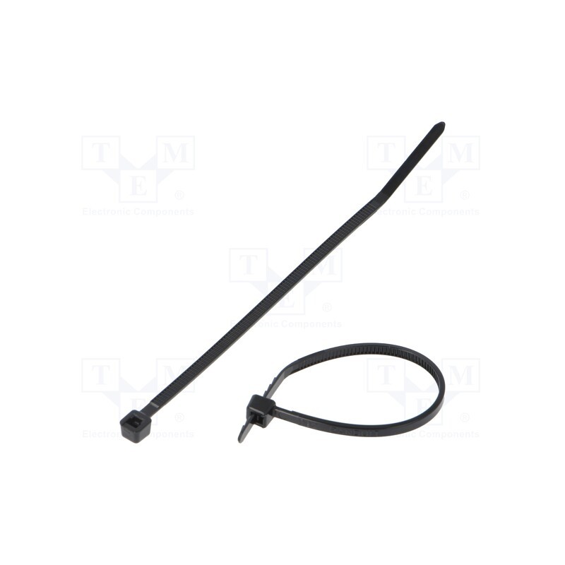 200 pcs : PLT1M-C0 - Cable tie, L: 99mm, W: 2.5mm, polyamide, 80N, black, Ømax: 22mm