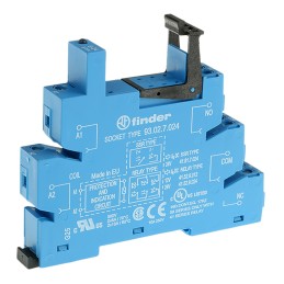 1 pcs - Finder 93 24V dc DIN Rail Relay Socket, for use with 38.62, 38.52 Series Relay