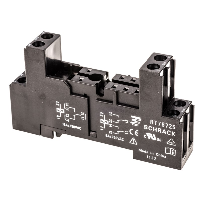 1 pcs - TE Connectivity 8 Pin 240V ac DIN Rail Relay Socket, for use with RT Series