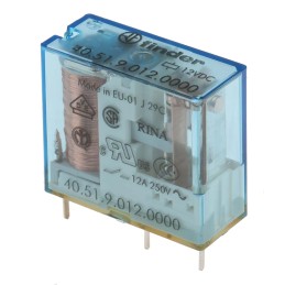1 pcs - Finder PCB Mount Power Relay, 12V dc Coil, 10A Switching Current, SPDT
