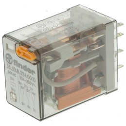1 pcs - Finder Plug In Power Relay, 24V ac Coil, 10A Switching Current, 3PDT
