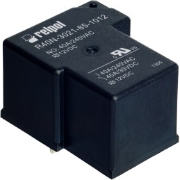 1 pcs - Relpol PCB Mount Power Relay, 12V dc Coil, 40A Switching Current, SPST