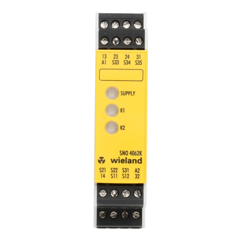 1 pcs - Wieland Dual-Channel Emergency Stop Safety Relay, 24V ac/dc, 2 Safety Contacts
