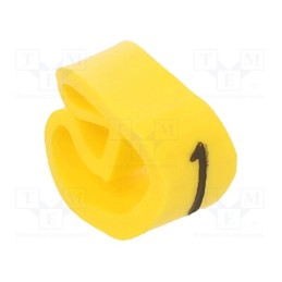 10 pcg : PA-20004AV40.1 - Markers, Marking: 1, 4÷10mm, PVC, yellow, -30÷60°C, leaded, PA-2